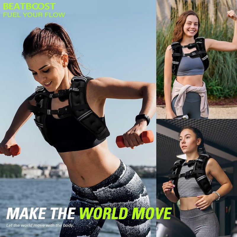 BeatBoost Weighted Vest Woman 5 12 15 20 25 30 lb Weight Vest with Ironsand for Walking Strength Training Running Workout - Image 4